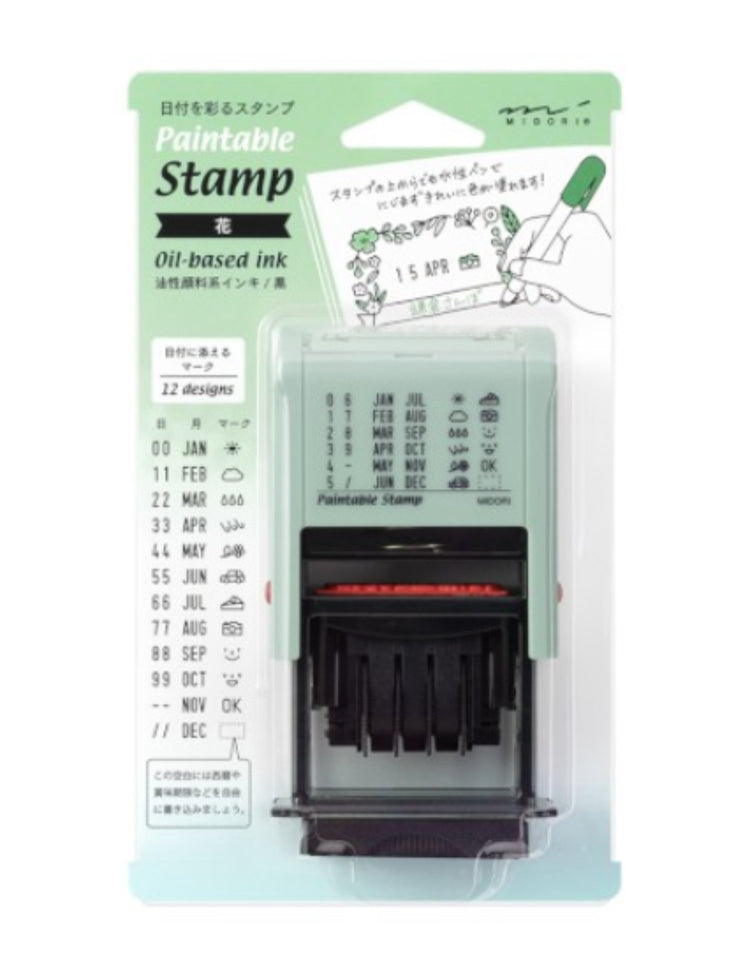 Midori Paintable Rotating Date Stamp in Flowers