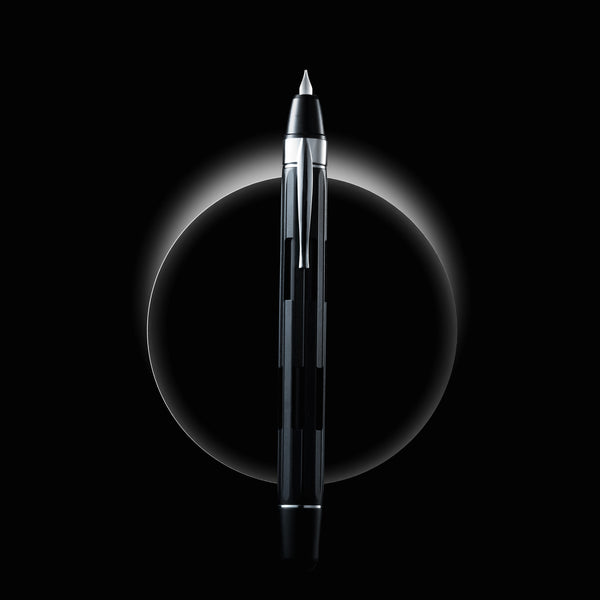 Nahvalur Eclipse Retractable Fountain Pen in Black with Silver Trim Fountain Pen