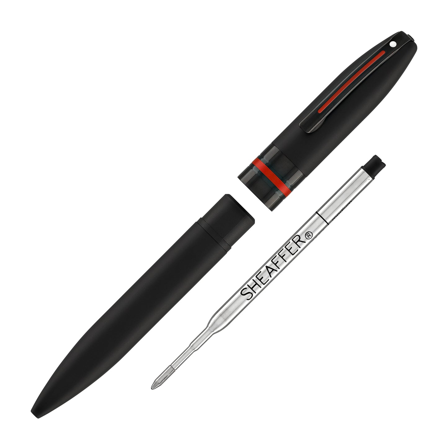 Sheaffer Icon Ballpoint Pen in Matte Black Lacquer with Red PVD Trim