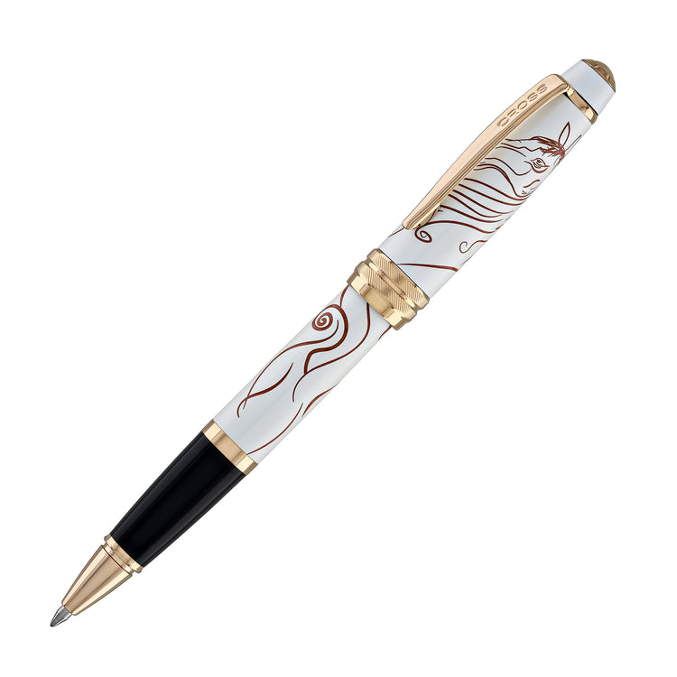 Cross Bailey Zodiac Year of the Horse Selectip Rollerball Pen in White Lacquer with Roee Gold Plated Appointments