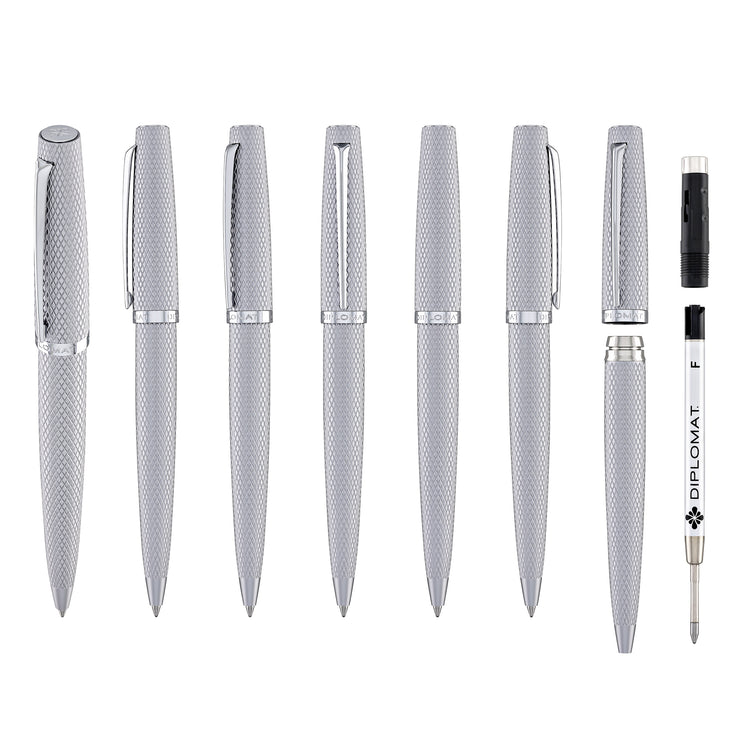 Diplomat Viper Ballpoint Pen in Silver Guilloche