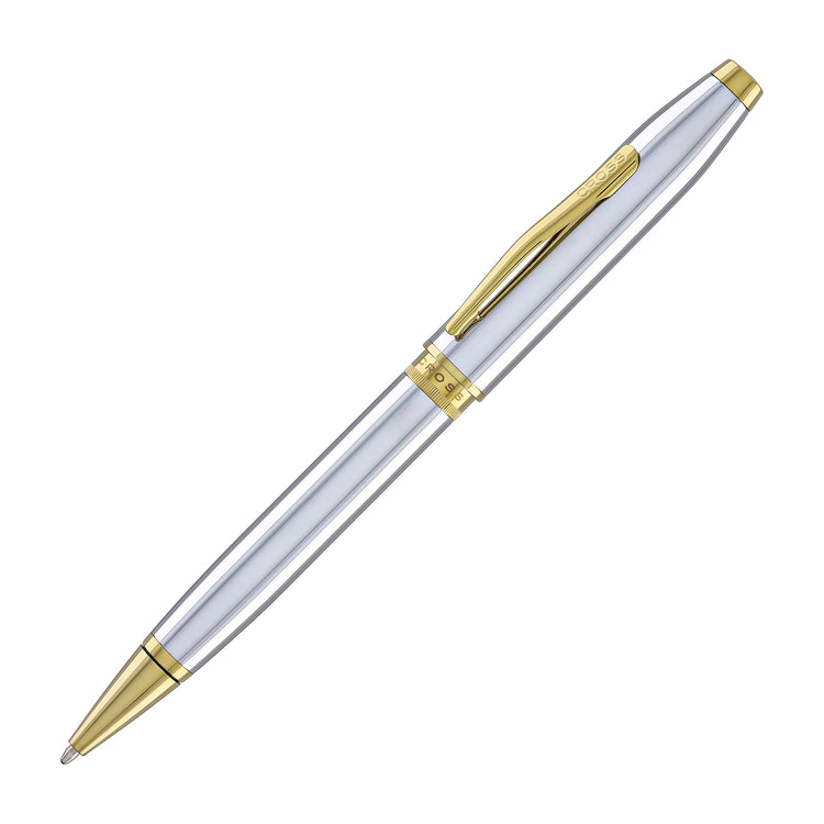 Cross Foundry Ballpoint Pen in Polished Chrome with PVD Gold Appointments