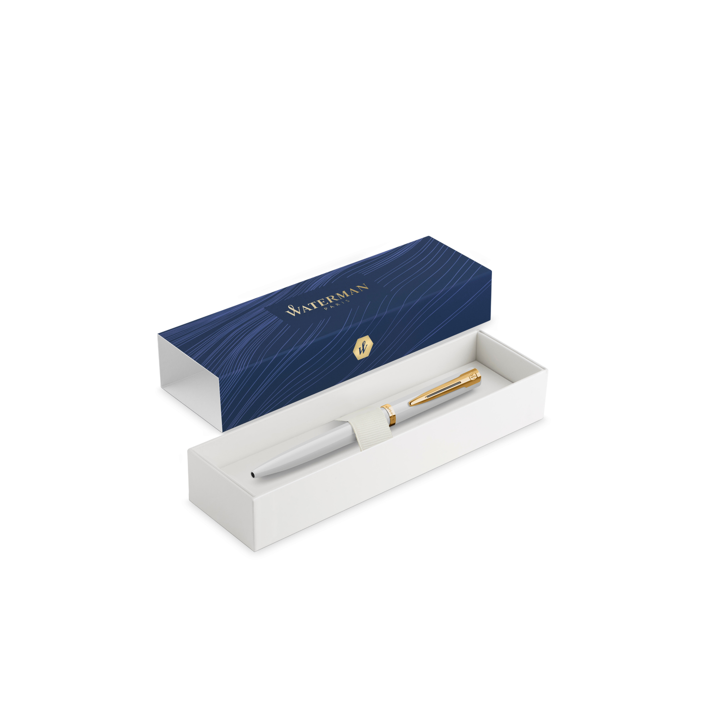Waterman Impression Ballpoint Pen in White with Gold Coated