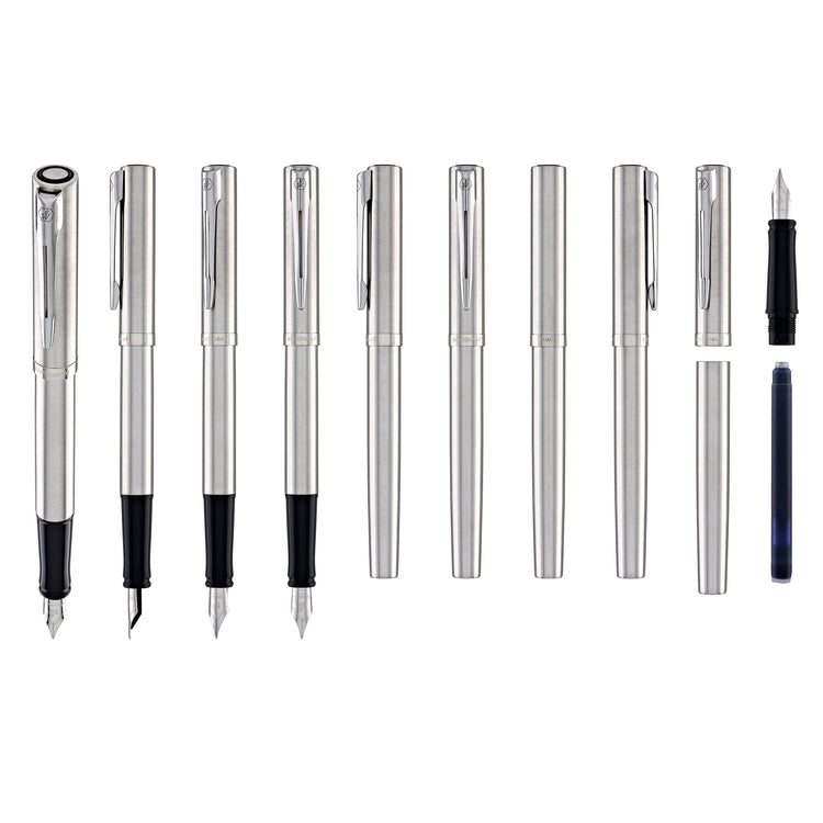 Waterman Impression Fountain Pen in Stainless Steel with Palladium Coated - Fine Point