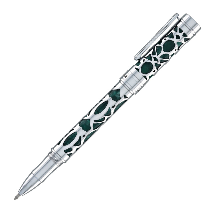 Conklin Endura Deco Crest Rollerball Pen in Green with Chrome Trim