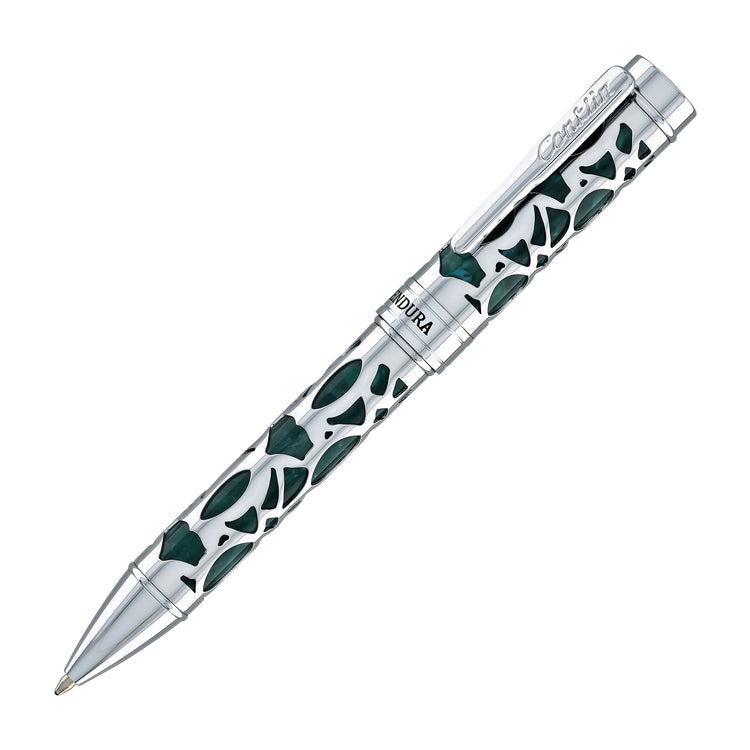 Conklin Endura Deco Crest Ballpoint Pen in Green with Chrome Trim