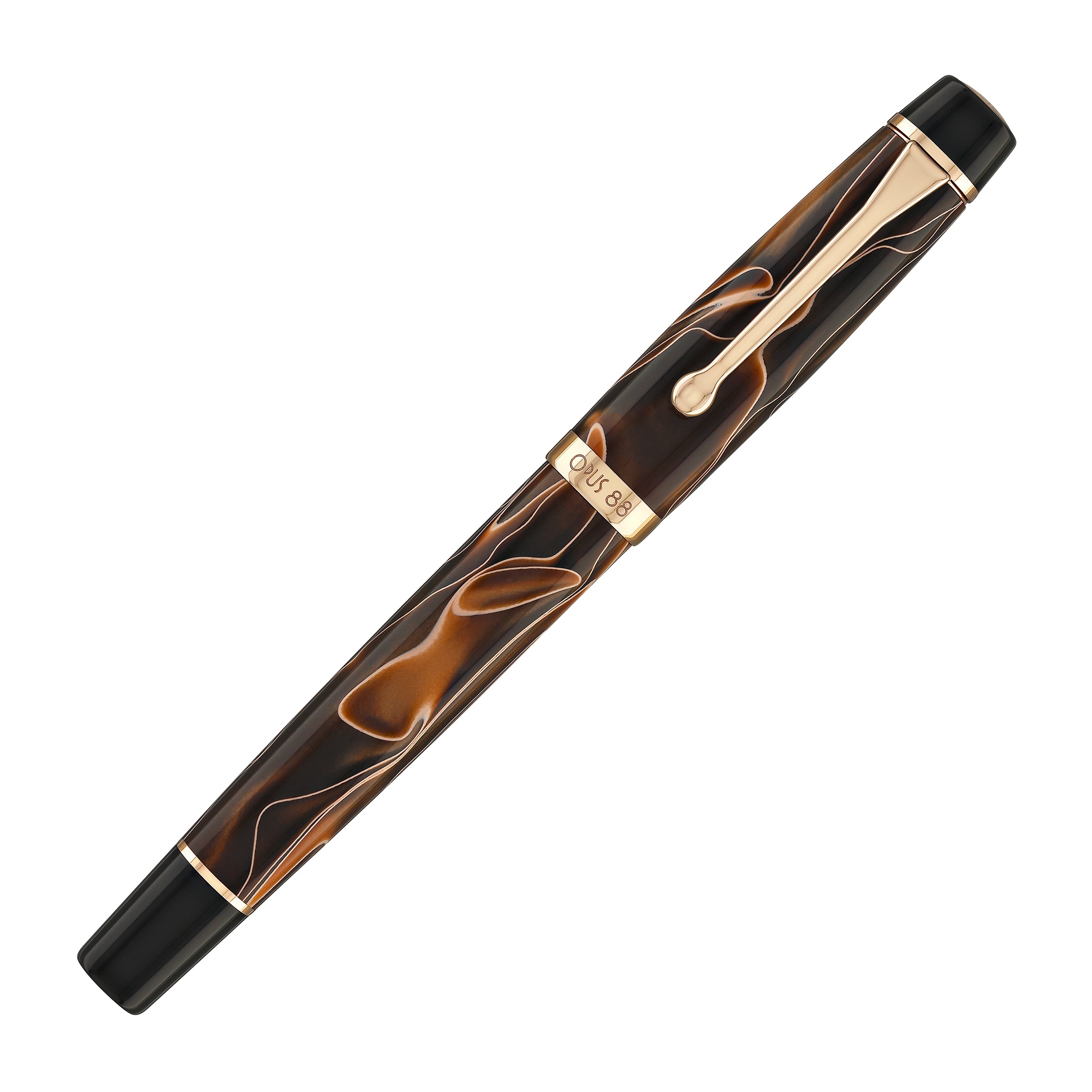 Opus 88 Harmony Fountain Pen in Brown with Rose Gold - Goldspot Pens
