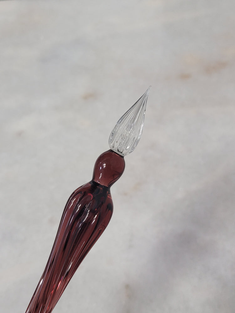 Misfit 0019 J. Herbin Round Glass Pen in Violet Tapered Spiral Handle with Frosted Glass