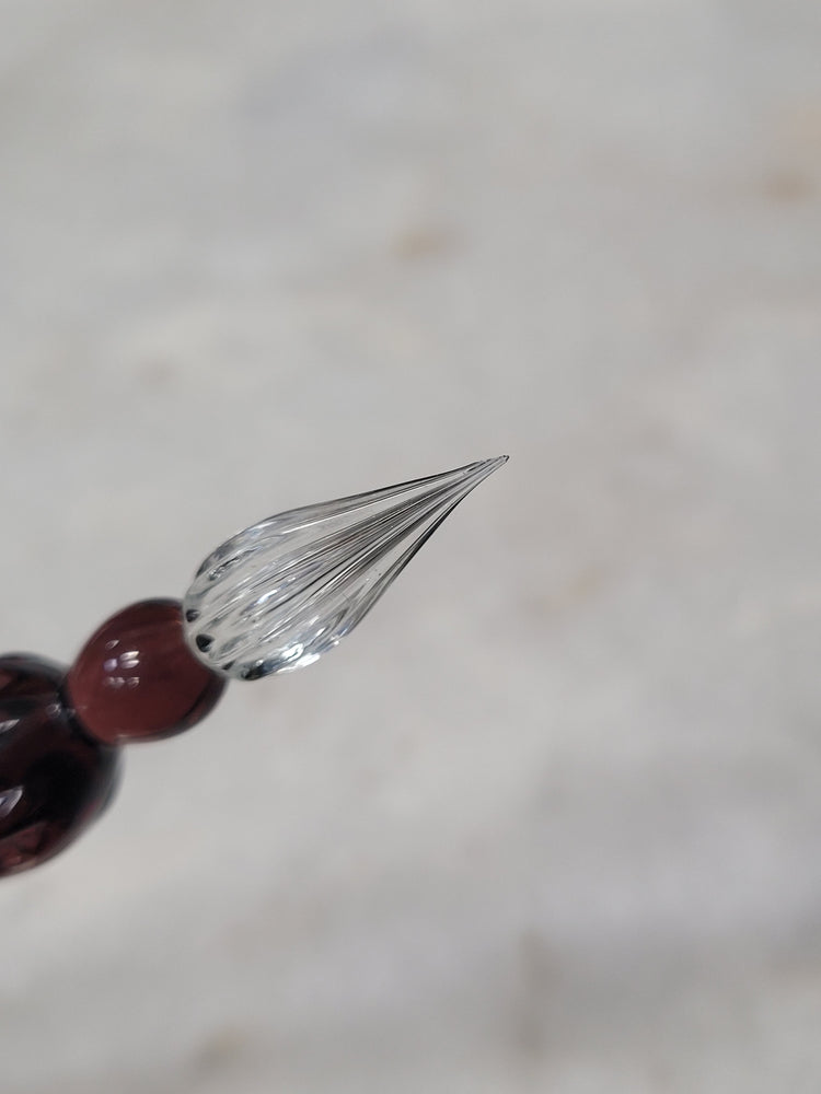Misfit 0019 J. Herbin Round Glass Pen in Violet Tapered Spiral Handle with Frosted Glass