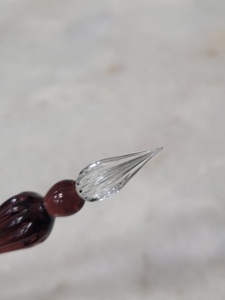 Misfit 0019 J. Herbin Round Glass Pen in Violet Tapered Spiral Handle with Frosted Glass