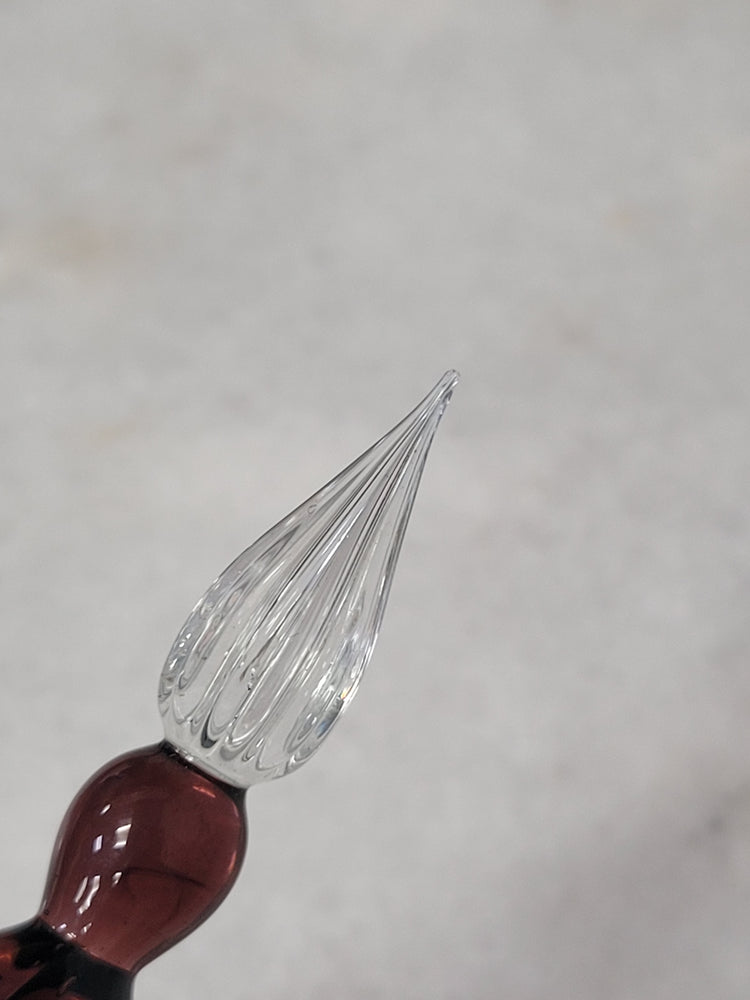 Misfit 0019 J. Herbin Round Glass Pen in Violet Tapered Spiral Handle with Frosted Glass