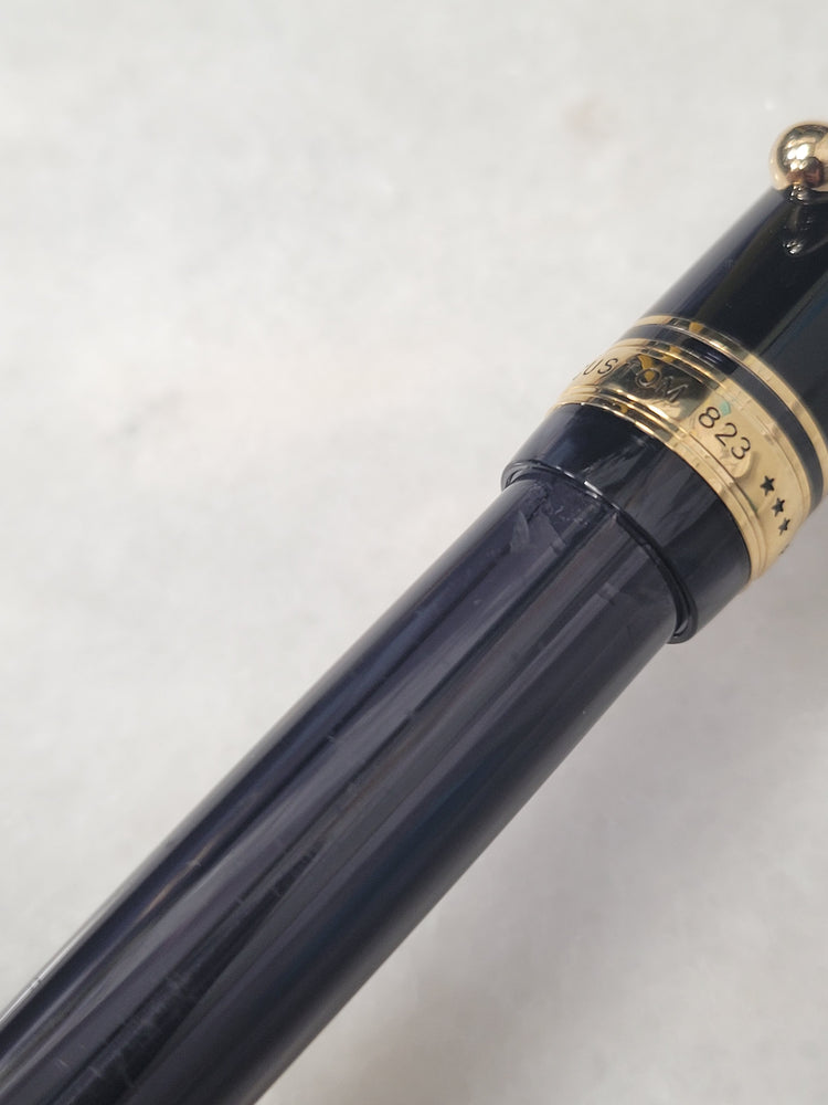Misfit 0022 Pilot Custom 823 Fountain Pen in Smoke with Gold Trim - 14K Gold Broad Point