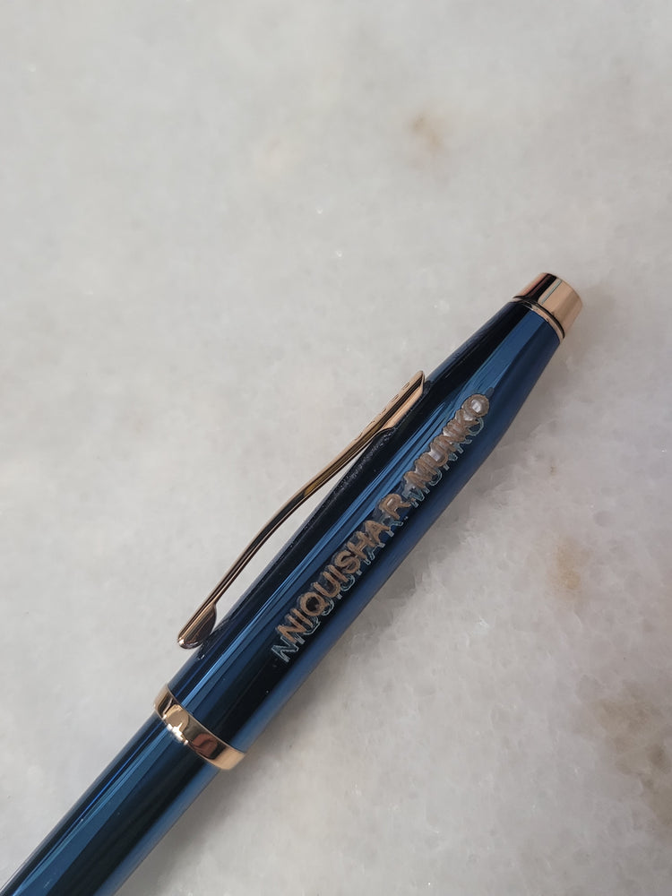Misfit 0056 Cross Century II Ballpoint Pen in Translucent Blue with Rose Gold Trim