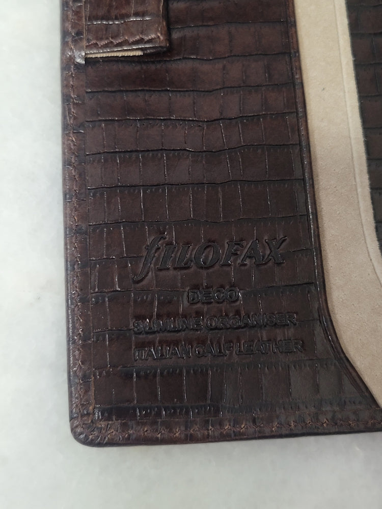 Misfit Item 0128 Filofax Slimline Organizer in Brown Lizard Pattern
