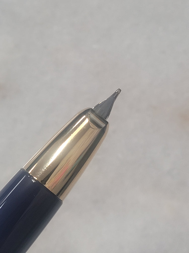Misfit Item 0135 Pilot Vanishing Point Fountain Pen in Blue & Gold - 18K Gold Broad Point