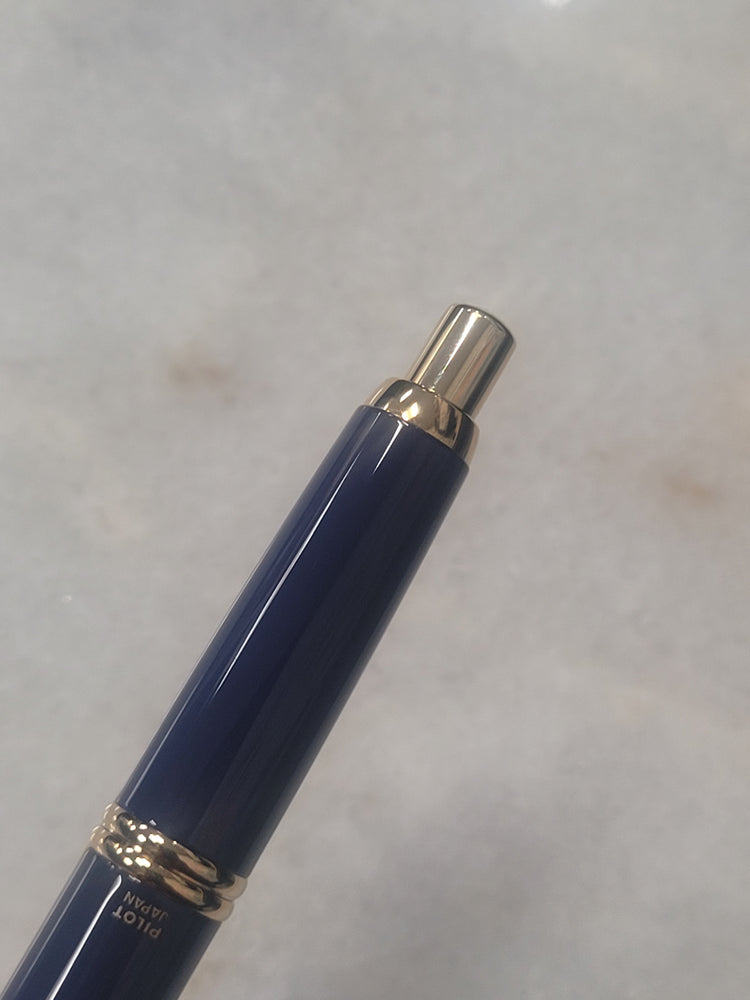Misfit Item 0135 Pilot Vanishing Point Fountain Pen in Blue & Gold - 18K Gold Broad Point
