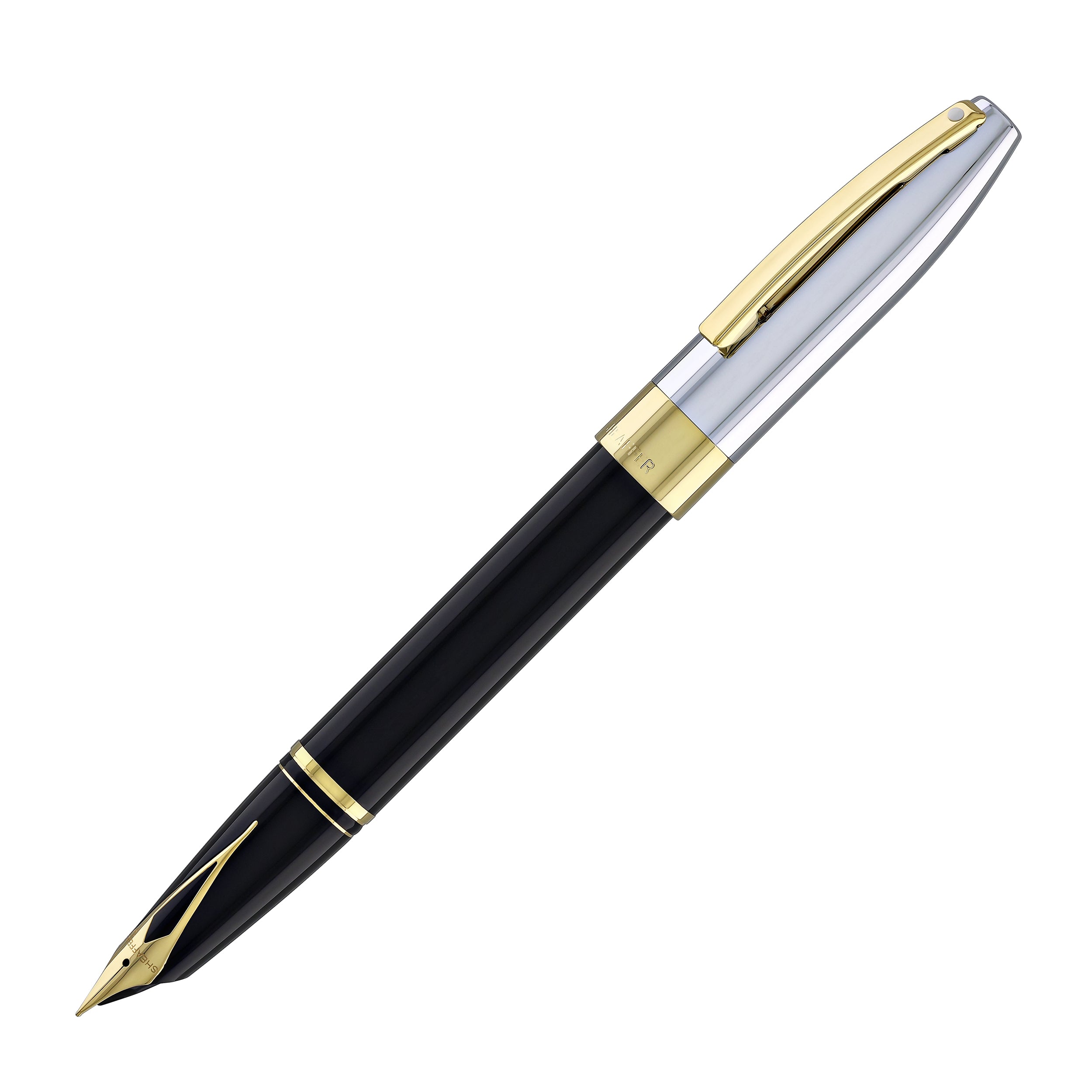 SHEAFFER 14K 万年筆 ブラック ゴールド Sheaffer Legacy Fountain Pen in Black Lacquer with Chrome Cap 14kt