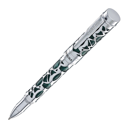 Conklin Endura Deco Crest Rollerball Pen in Green with Chrome Trim