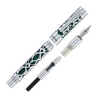 Conklin Endura Deco Crest Fountain Pen in Green with Chrome Trim