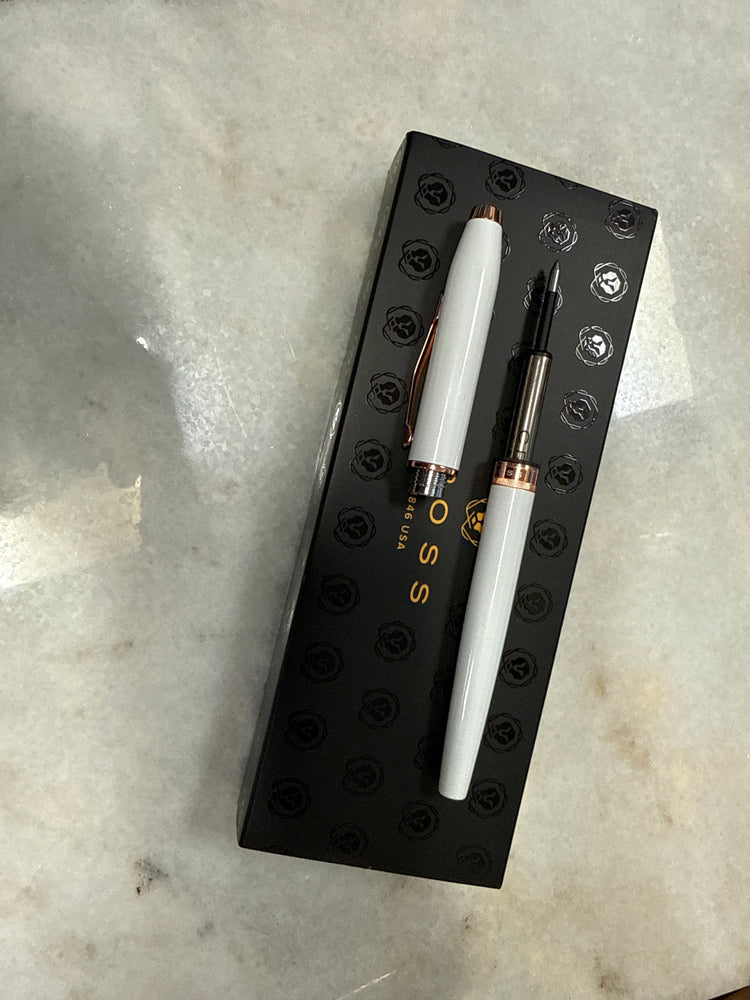 Misfit #1001 - Cross Foundry Pearl White & Rose Gold Rollerball Pen