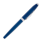 Cross Foundry Rollerball Pen in Glossy Translucent Blue Lacquer with Polished Chrome Appointments