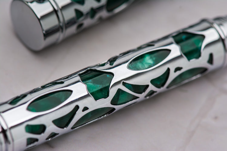 Conklin Endura Deco Crest Rollerball Pen in Green with Chrome Trim