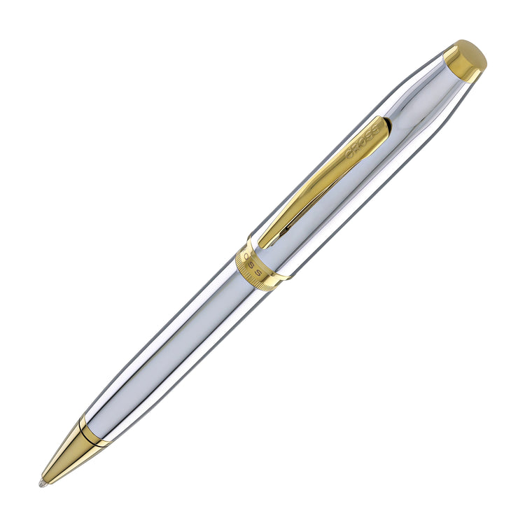 Cross Foundry Ballpoint Pen in Polished Chrome with PVD Gold Appointments