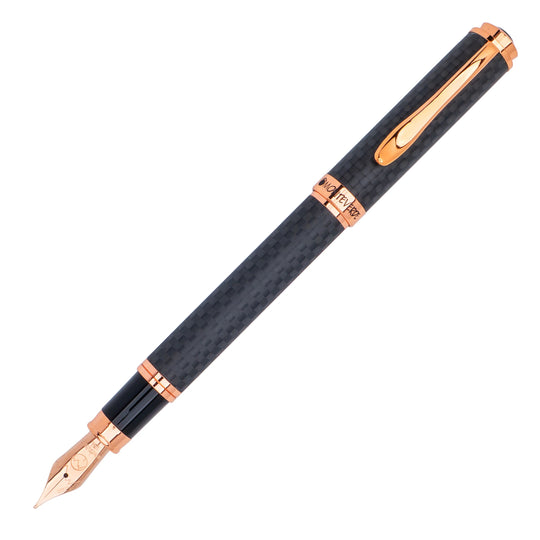 Monteverde Innova Fountain Pen in Matte Carbon with Rosegold Trim