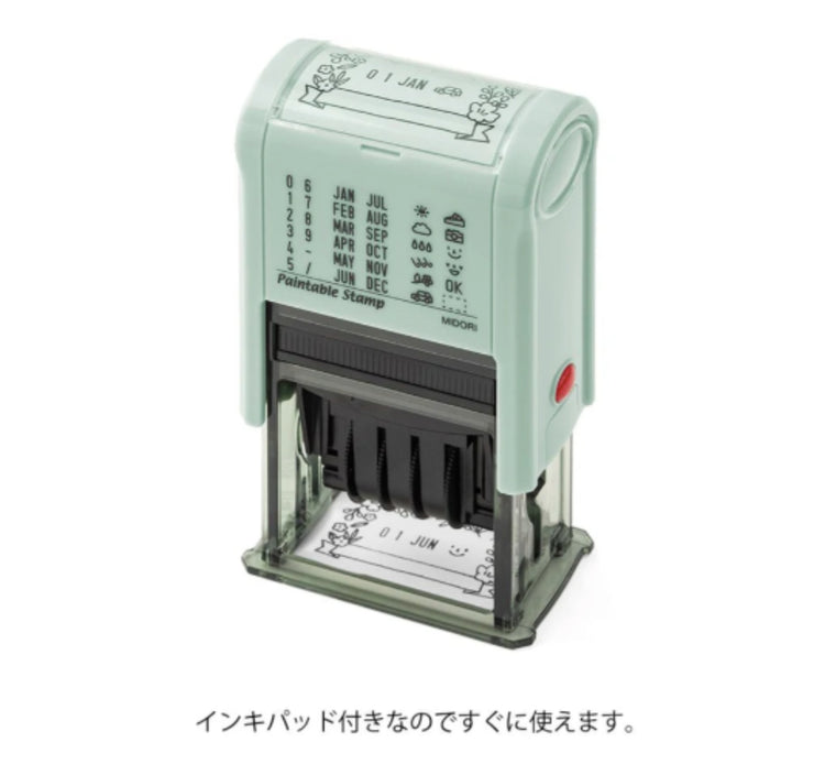 Midori Paintable Rotating Date Stamp in Flowers