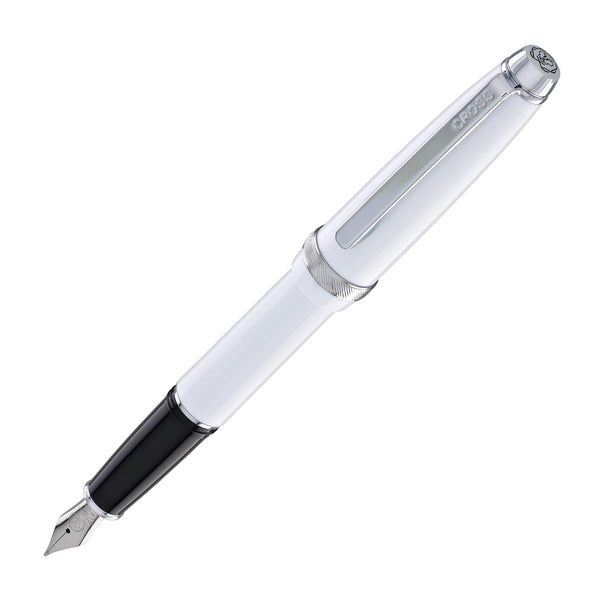 Cross Lume Fountain Pen in Porcelain White with Polished Chrome Appointments - Medium Nib