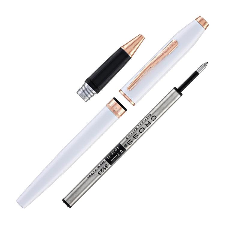 Cross Foundry Rollerball Pen in Pearl White Lacquer with Rose Gold Appointments
