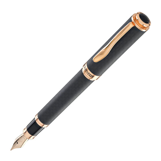 Monteverde Innova Fountain Pen in Matte Carbon with Rosegold Trim