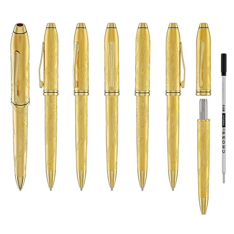 Cross Townsend Zodiac Year of the Horse Ballpoint Pen in 23KT Gold Plated with Gold Plated Appointment