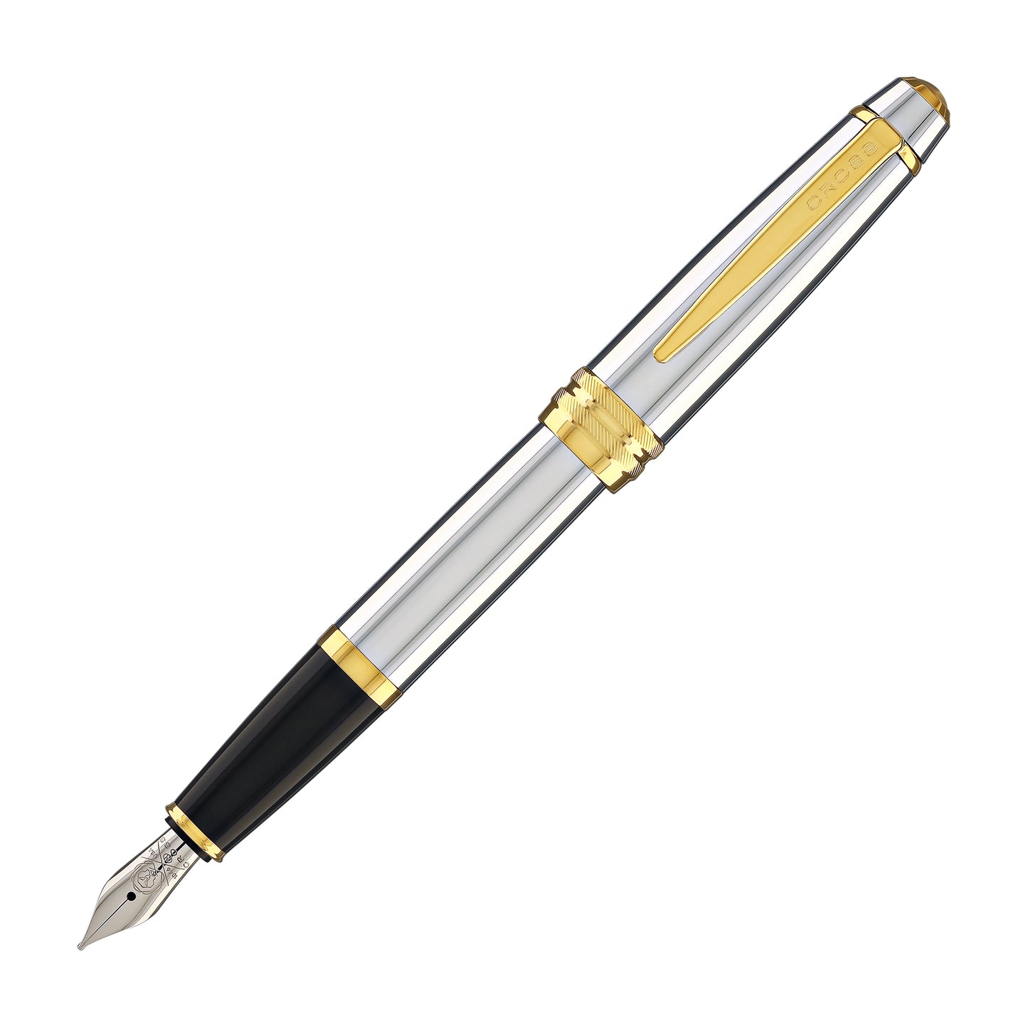 Cross Bailey Fountain Pen in Medalist Chrome with Gold Trim - Medium Point