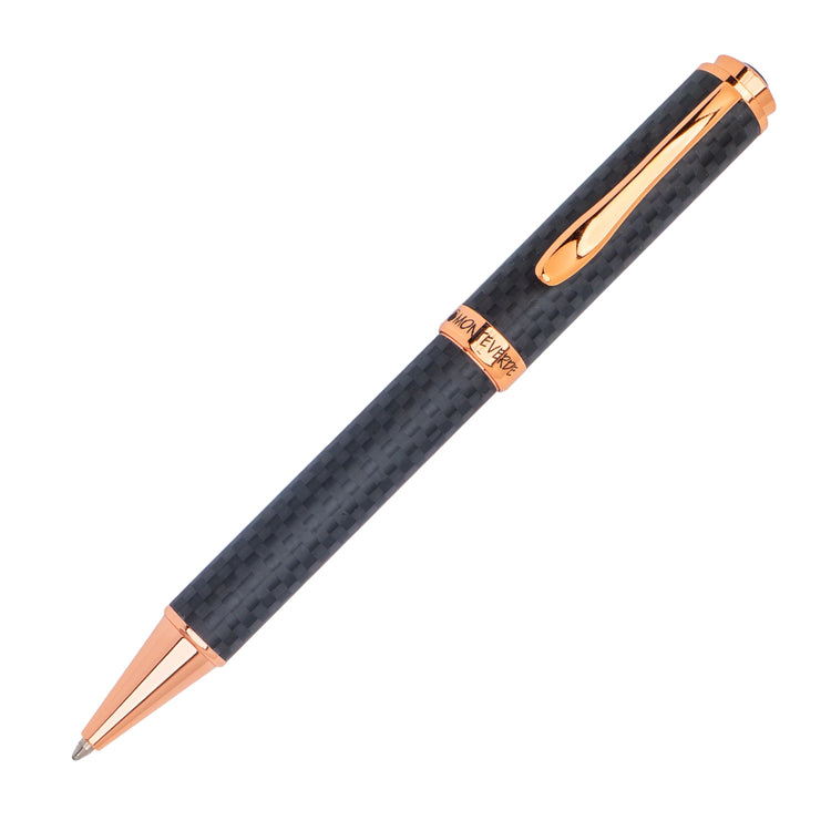 Monteverde Innova Ballpoint Pen in Matte Carbon with Rosegold Trim