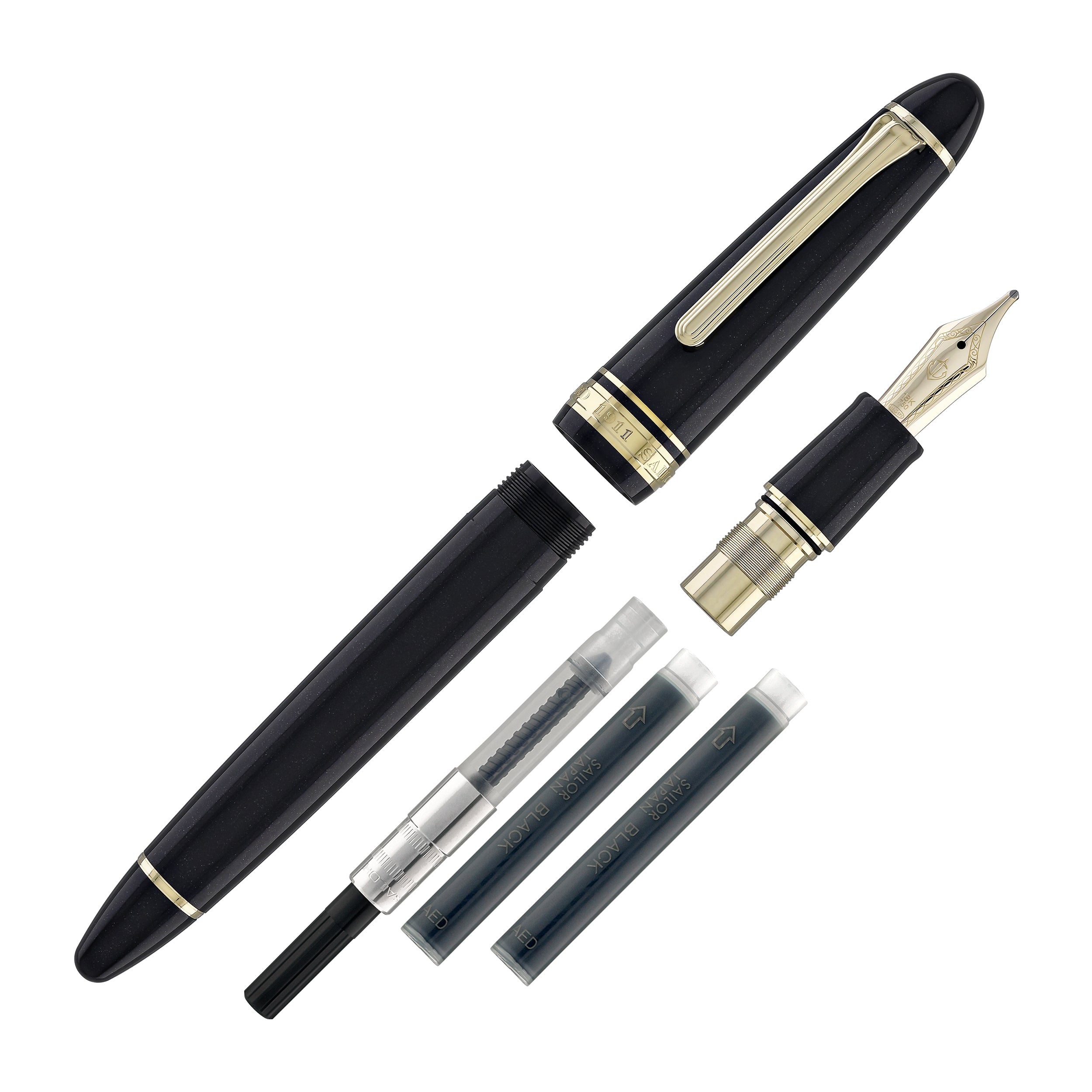 Sailor 1911 Large Fountain Pen in Shining Black - 18kt Gold Nib