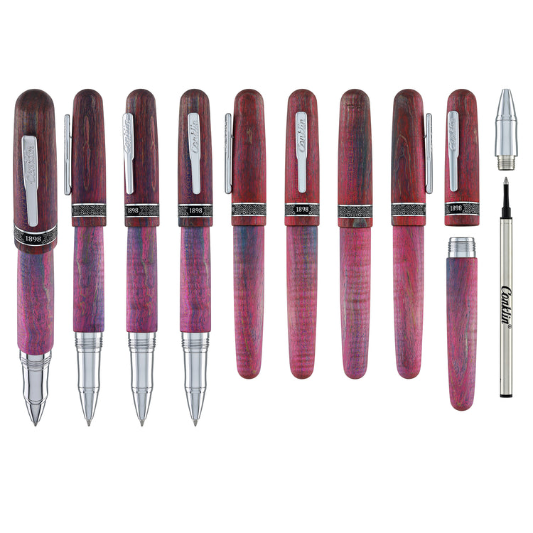 Conklin 1898 Stabilized Wood Rollerball Pen in Matte Purple with Chrome Trim - Limited Edition