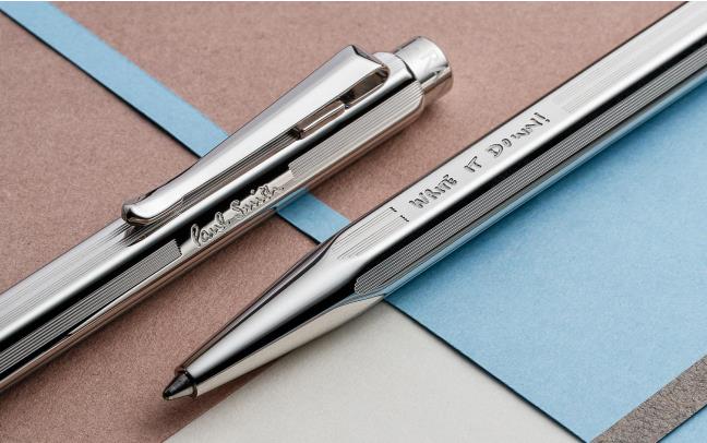 Caran d'Ache Ecridor Paul Smith 5 Ballpoint Pen Gift Set in Silver with Leather Case