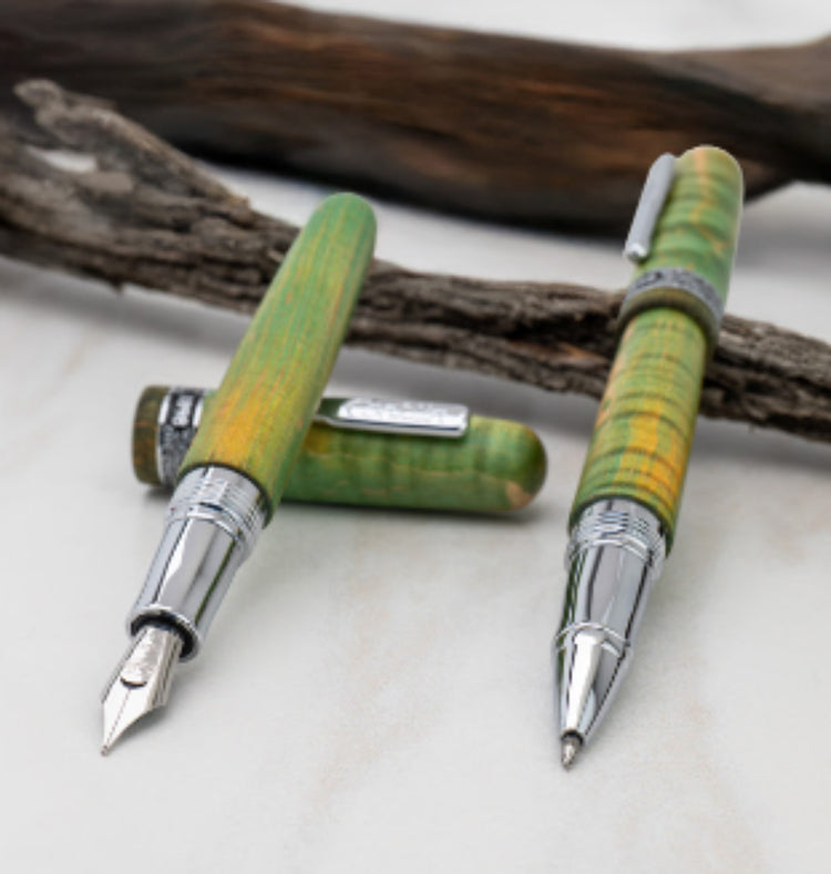 Conklin 1898 Stabilized Wood Fountain Pen in Matte Green with Chrome Trim - Limited Edition