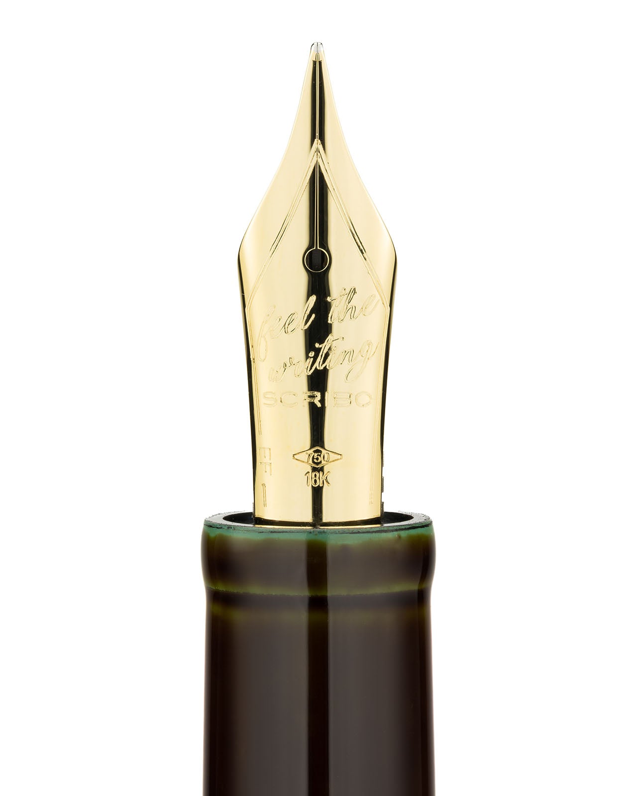 Scribo Piuma Fountain Pen in Hane Toruko with Yellow Gold Trim