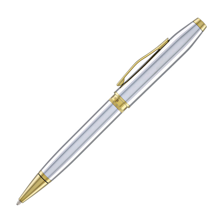 Cross Foundry Ballpoint Pen in Polished Chrome with PVD Gold Appointments
