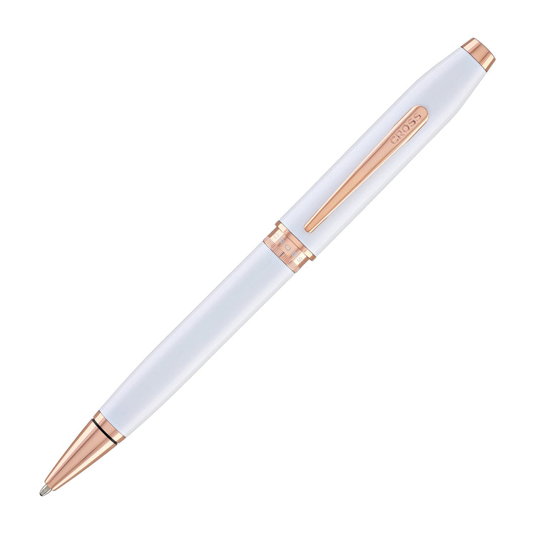 Cross Foundry Ballpoint Pen in Pearl White Lacquer with Rose Gold Appointments