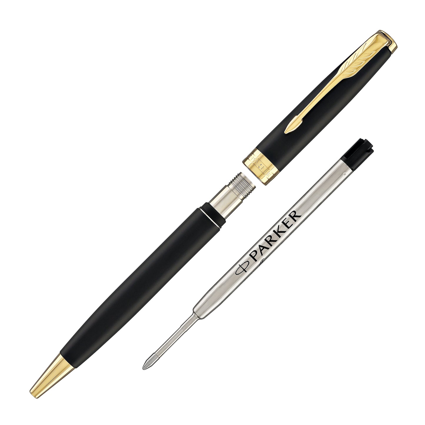 Parker Sonnet Retractable Ballpoint Pen in Matte Lacquered Black with Gold Trim