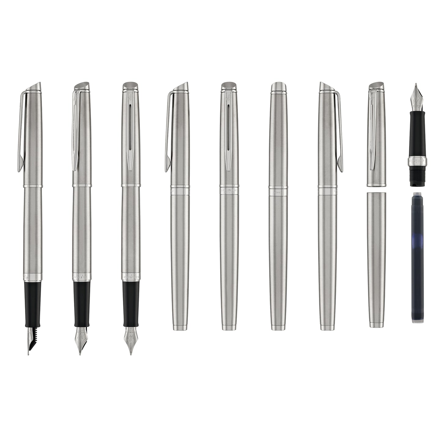 Waterman Hemisphere Fountain Pen in Stainless Steel with Chrome Trim