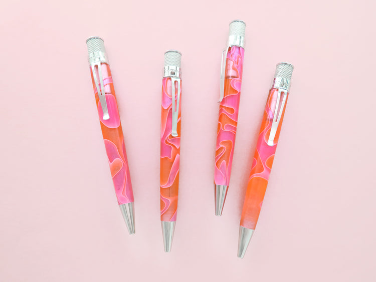 Retro 51 Tornado Cosmic Swirl Rollerball Pen in Pink & Orange