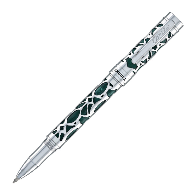 Conklin Endura Deco Crest Rollerball Pen in Green with Chrome Trim
