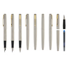 Parker Jotter Fountain Pen in Stainless Steel with Gold Trim - Medium Point