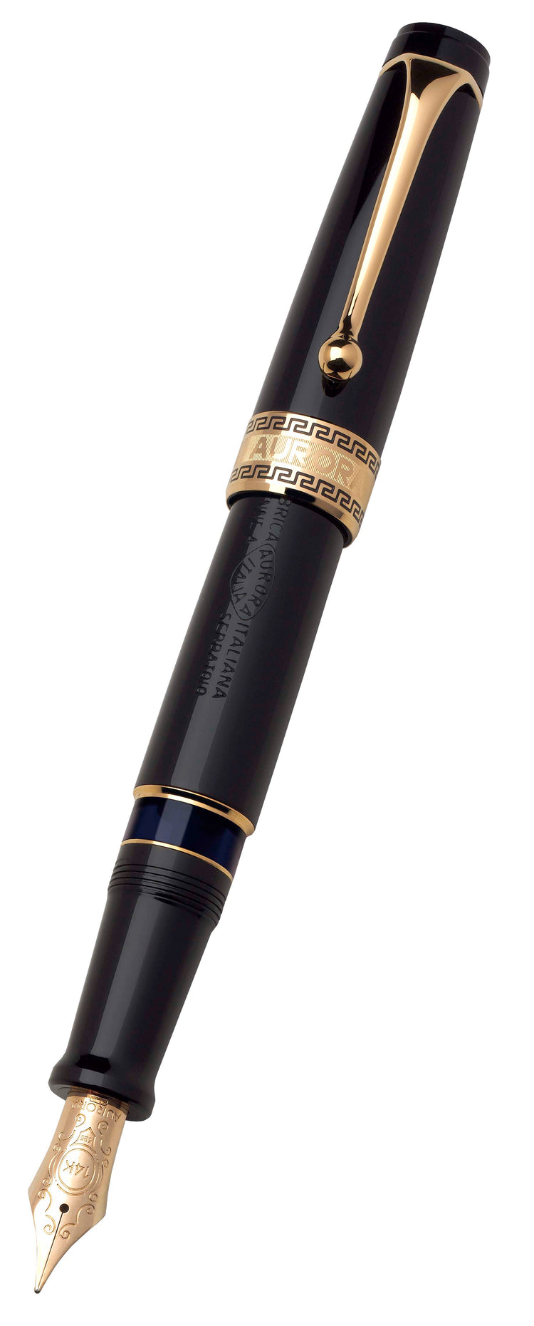 Aurora Optima Fountain Pen in Black - 14K Gold Fine Point
