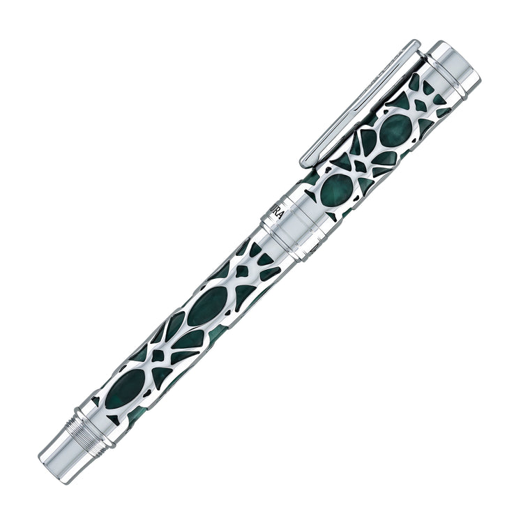 Conklin Endura Deco Crest Fountain Pen in Green with Chrome Trim