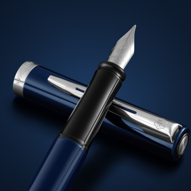 Waterman Impression Fountain Pen in Blue with Palladium Coated - Fine Point